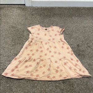 Pink Flutter Sleeve Sundress with Crew Neck